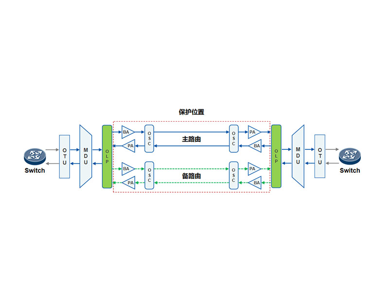 點(diǎn)對(duì)點(diǎn)組網(wǎng)光復(fù)用段1+1保護(hù)方案
